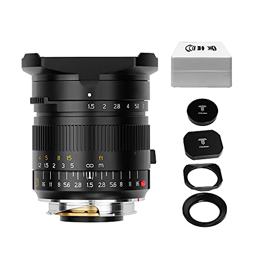 TTArtisan 銘匠光学 21mm F1.5 カメラレンズ 広角の 大口径 全幅手動フォーカスレンズ ライカ Mマウントカメラ用 M2、M3、M4、M5、M6、M7、M8、M9、M9P、M10、M262、M240、M240P、M10P、M10M Mマウントカメラレンズ (for Leica M, 黒)