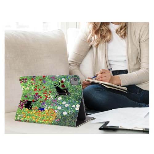 Case for iPad Air 11-Inch (M4/M3/M2), iPad Air 5th/iPad Air 4th Generation 10.9 Inch, iPad Pro 11 Inch Case 4th/3rd/2nd/1st Gen Multi-Angle View Adjustable Stand Auto Wake Sleep, Flower Garden Cat by CutebriCase - Used condition - Image 7