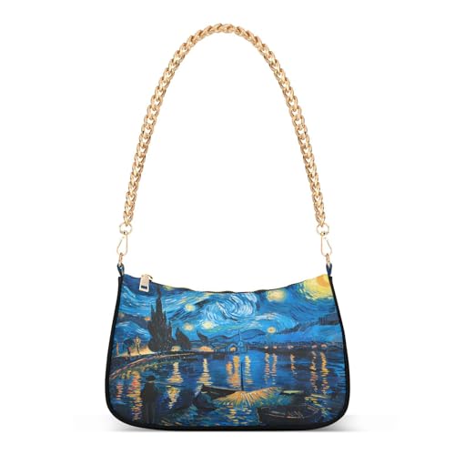 Sac à bandoulière hobo pour femme imprimé Van Gogh Nuit étoilée