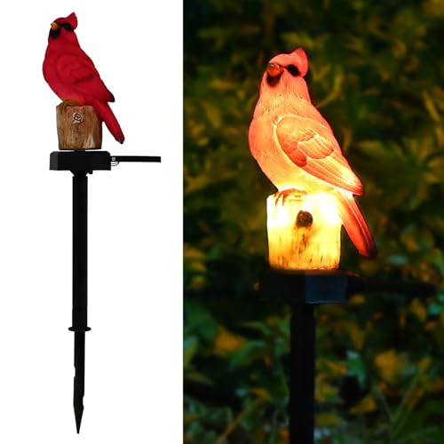 Cardinal Garden Decor Red Bird Figurine Memorial Solar Light Outdoor Stake