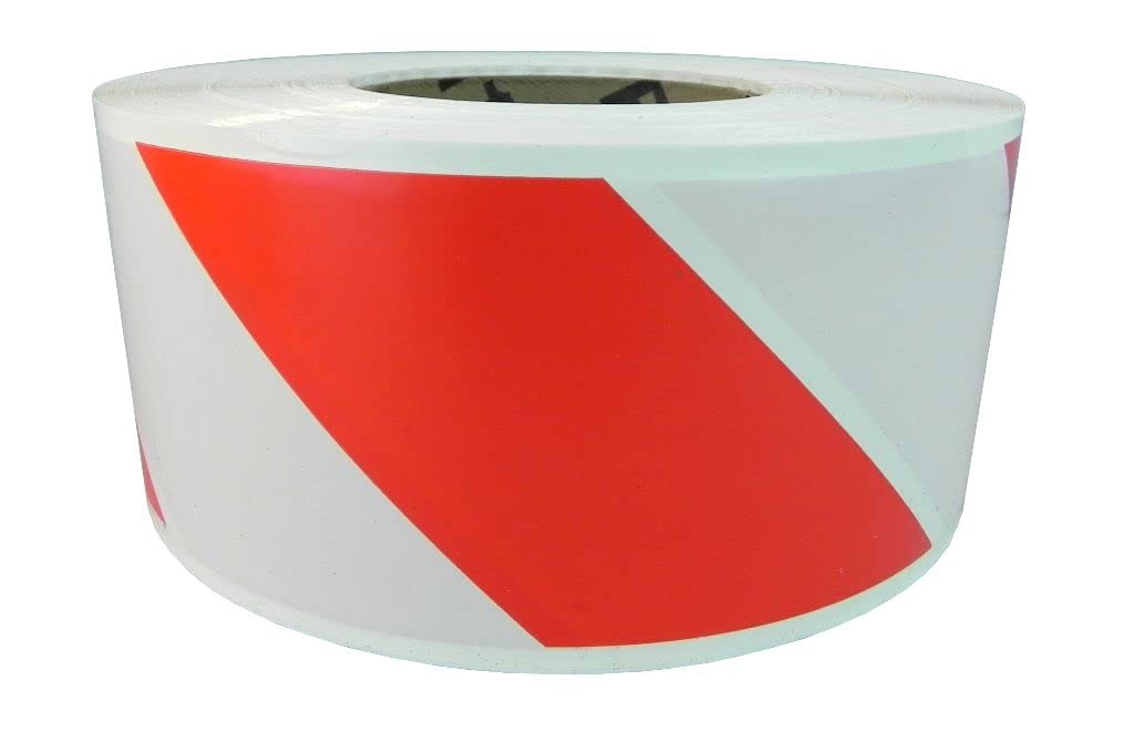 GGR Supplies BRC-80 Non-Adhesive Polyethylene Identification Barricade Film Tape Ideal for Hazardous Areas & Safety Identification. 3 Inch X 1000 Ft. (1 Roll, Red/White)