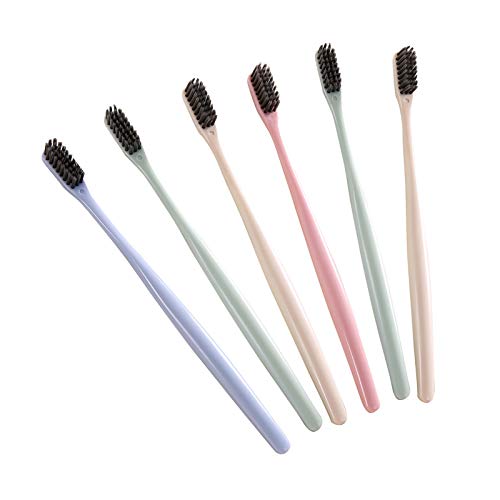 Lot de 6 brosses à dents à poils durs extra propres pour la maison, les enfants, les adultes, couleur aléatoire Cover