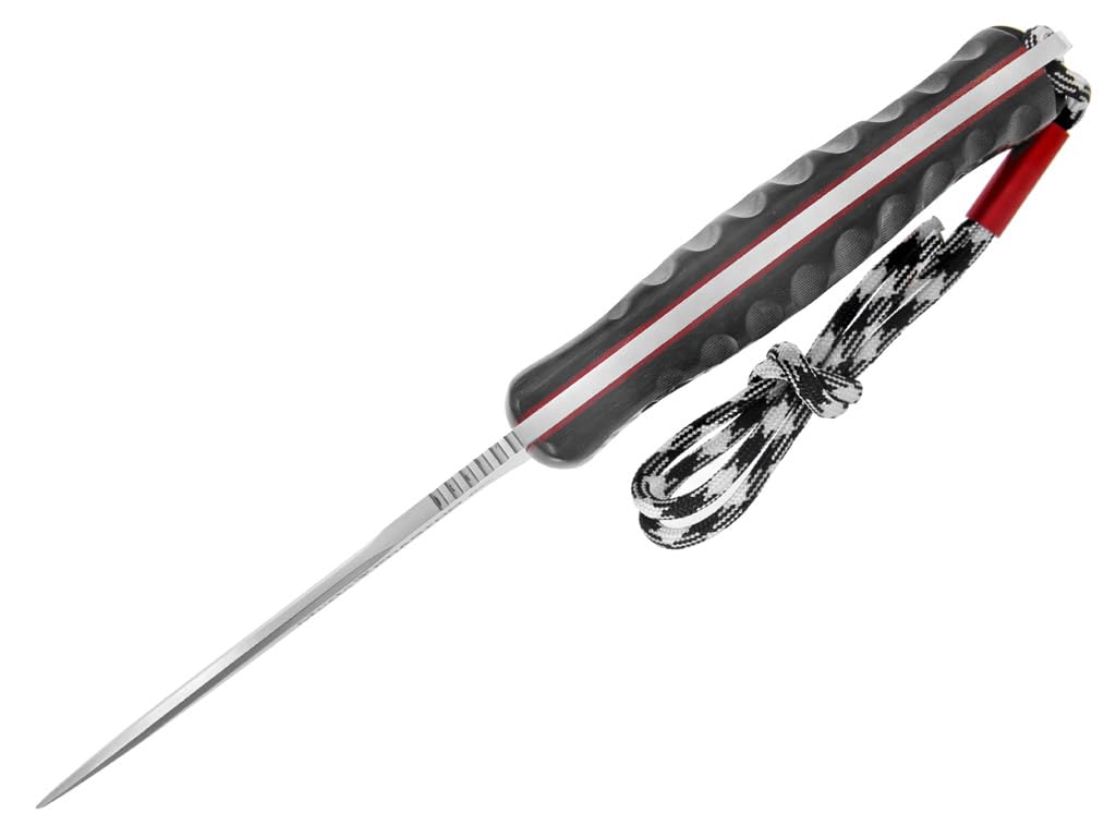 LO TRINCO YO Muela Cuchillo PHANTOM-12W hoja de acero MoVa X50CrMoV15 de 12 cm y empuñadura de Micarta negra con separador rojos para Caza, Pesca, Supervivencia y Bushcraft.