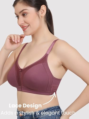 Image of GLAMORAS Women Cotton Spandex Non Padded & Non Wired Minimizer Everyday Bra| Structured for Bounce Control with Full Coverage & Broad Side Wings Prevents Side Spillage