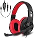BUTFULAKE Stereo Gaming Headset for PS4, Xbox One, Nintendo Switch, Adjustable Earmuffs and Over-All Noise Isolation, Lightweight 3.5mm Wired Volume Control with Mic for Laptop PC (Black-red)