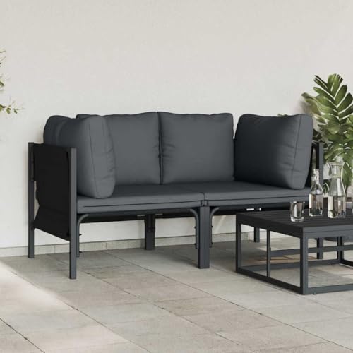 Canapé d'angle de jardin modulable 160x80 cm extérieur avec coussins - 4