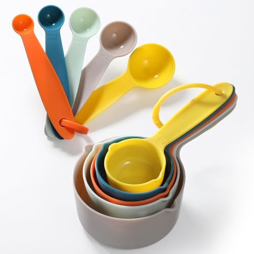 Juego de 11 piezas vasos y cucharas medidoras de plástico miniatura 1