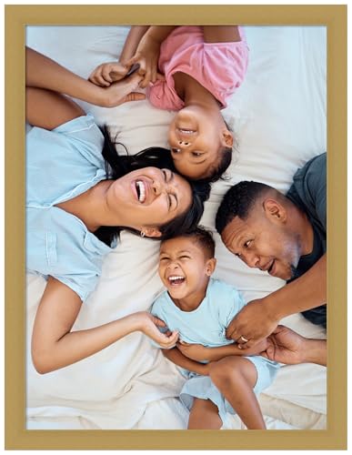 Amanti Art Picture Frame 18x24 Photo Frame, Grace Brushed Gold Narrow Wood Framing for your Wedding Photos, Family Pictures, Diploma, Certificate, Kids Art Gift for Mom or Poster Wall Decor