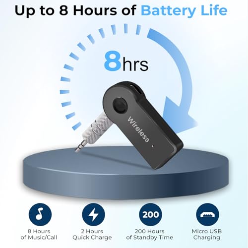 Image of TECHONTO Bluetooth 4.2 Receiver & Hands-Free Car Kit - Wireless 3.5mm Aux Adapter for Music Streaming in Car Stereos, Home Audio System, Headphones & Speaker- A2DP, 40ft Range