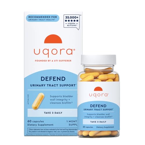 Uqora Defend - Urinary Tract Health Supplement - Support Bladder Health & Cleanse Biofilm* with D-Mannose Green Tea Extract Turmeric Extract & More - Gluten-Free - 60 Capsules (30-Day Supply)