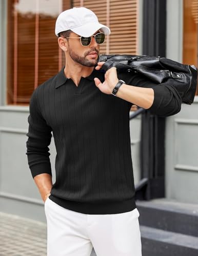 Image of NORTHWIND Men's Cotton Full Sleeve Collar Polo Sweater for Man Rib Knitted Sweaters for Men Winter Pullover Sweater for Men