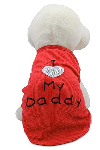Small Dog Clothes XXS Puppy Dogs Shirt I Love My Mom Mommy Dad Daddy Dog T Shirts for Small Dogs