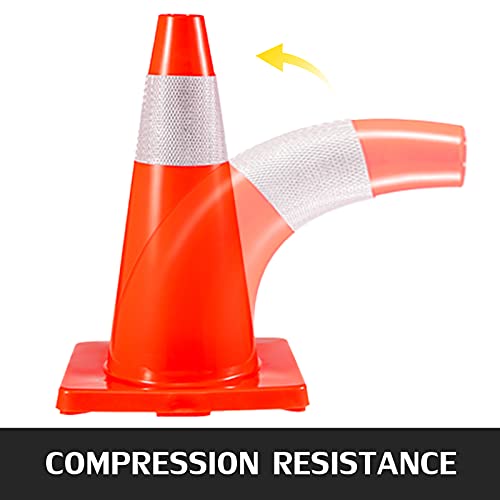VEVOR 20Pack 18" Traffic Cones, Safety Road Parking Cones PVC Base, Orange Traffic Cone with Reflective Collars, Hazard Construction Cones for Home Traffic Parking by VEVOR - Image 5