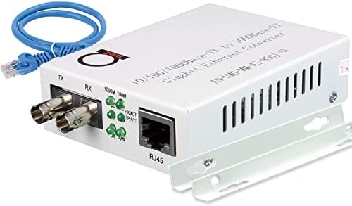 Multimode ST Gigabit Fiber Media Converter - Built-in ST Fiber Module 550 m (0.34 Miles) 850 nm - to UTP Cat5e 10/100/1000 RJ-45 – Auto Sensing Gigabit or Fast Ethernet - Jumbo Frame - LLF Support