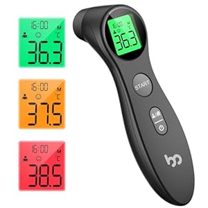 Femometer Forehead Thermometer for Adults Kids, Non Contact Infrared Thermometer, Digital Baby Thermometers Body Temperature Thermometer(Full Black)