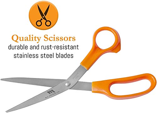 WA Portman Multipurpose Scissor & Clear Quilting Ruler - 8 Inch Orange Right & Left Hand Heavy Duty Scissor with Clear Quilters Ruler - WA Portman Fabric Scissor & Transparent Ruler Quilting Kit Set - Thumbnail 4