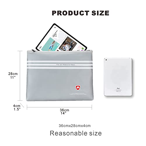 Kuija Fireproof Document Bag 2000°F, 13.4"X9.4" Fireproof Waterproof Document Bag, Fireproof Money Bag，Fireproof Secure Storage Pouch With Zip, Fireproof Bags For Cash And Documents #TOP2