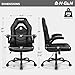N-GEN Video Gaming Chair Ergonomic Computer Desk Office Chair with Lumbar Support Adjustable Height Swivel Wheels Flip-Up Arms PU Leather Home and Office (Black)