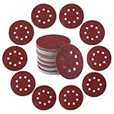 50 Pack Sanding Discs Pads 125mm/5-inch 8-Hole Hook and Loop Sanding Discs, P40-P3000 Grit Quick Change Sandpaper Pads for Random Orbital Sander