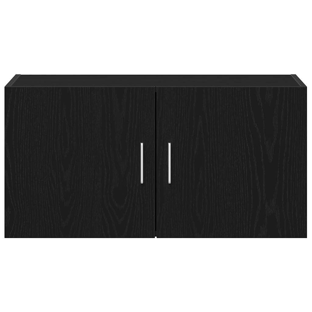 Mangloder - Armadio da parete in legno di quercia nero, 80 x 39 x 40 cm, con 2 ante, sospeso, per soggiorno, camera da letto, ufficio, salvaspazio e moderno