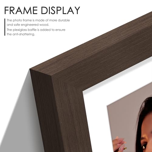 Image of DUENPY 8x10 Double Picture Frame For Displaying Double 4x6 Picture Frame for Wall Mounting or Tabletop, Walnut.