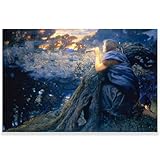 Yimissrui Edward Robert Hughes Art Prints -Twilight Fantasies Canvas Poster- Classic Romantic Painting Vintage Fairy Wall Art Girls Bedroom Aesthetic Decor Unframed (12x18in/30x45cm)