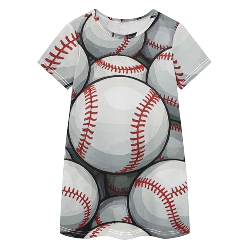 Vestidos de béisbol para niñas de 2 a 8 años con dibujos veraniegos