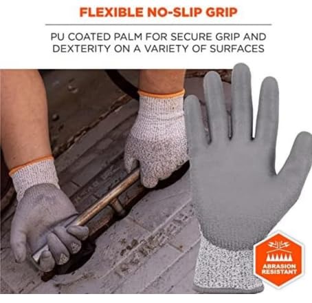 Image of Industrial, Civil, Woodworking, Machanical Cut-Resistant Gloves - PU Palm Coated, HPPE /Fiberglass Core - Lightweight, High Dexterity Safety Gloves for Warehouse (1 Pair, Cut Level 3)