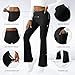 COPYLEAF Womens Yoga Pants with Pockets High Waisted Flare Leggings Bell Bottom Yoga Dress Pants Seamless Bootcut Pants(Black L)