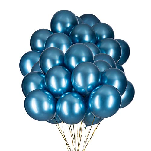 Ballon Blau, Metallic Luftballons Blauer, 12 Zoll Blauer Chrom Luftballons Helium Luftballons Geburtstag Ballons Hochzeit Party Dekorieren Cover