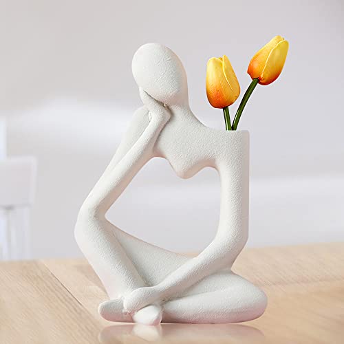 LUFEIS Vase Decoratif, Vase Ceramique Nordique, Vase Ceramique Decoratif Moderne, Vase pour Herbe de la Pampa, Vase Design, Créatif Vase Décoration pour Maison, Bureau, du Salon, Mariage Fête - Blanc