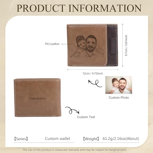 JewelOra Personalized Gifts for Men - Custom Photo Mens Wallet & Keychain Gifts Set for Father's Day - Customized Gift Box for Dad, Husband (Wallet Sets-6)3