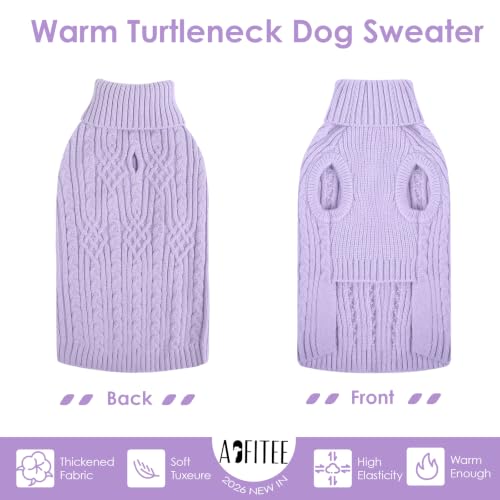Image of AOFITEE Dog Sweater, Turtleneck Medium Dog Sweater Girl Boy for Fall Winter