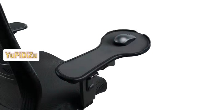 YuPinDiZu Ergonomische verstelbare armsteun muismat voor stoel, muisverlenging platformlade met muisschot om vallen te voorkomen, hecht aan stoel, zwart