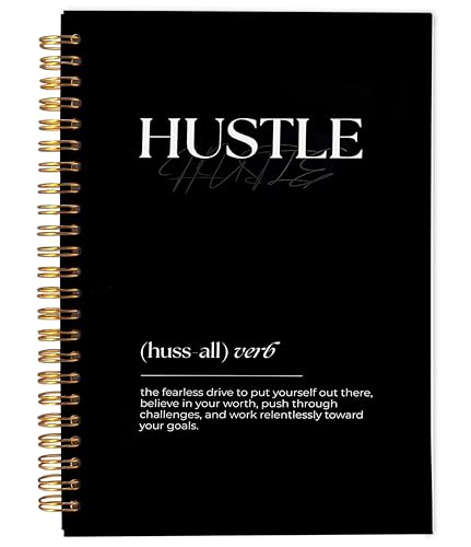 Carnet de notes à spirale avec citation Hustle et affirmation positive pour femme et homme