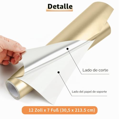 Miniatura 2 de Imodeur Champán Galvanizado Vinilo Permanente Rollo, 30,5 Cm X 214 Cm De Vinilo Adhesivo Champán, Vinilo Champán Para Cricut, Silhouette Cameo, La Mayoría De Las Máquinas De Corte