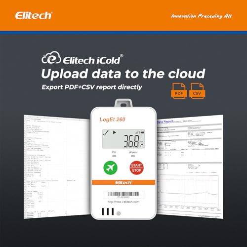 Image of Elitech 4G Real-Time Data Logger with Temp /Humidity /Shock /Light /GPS Tracker | Loget 260 Built-in SIM, Cloud Storage, SMS /Email /App Alerts, 100000 Offline Backup, FDA 21CFR, Ideal for Cold Chain Logistics