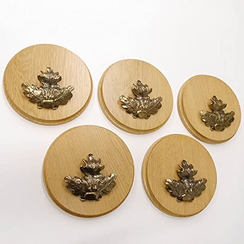 GTK Oferta 5 placas de cuña redondas de roble claro AF 15 cm, tabla cuña, tabla de especias, letrero de trofeos con 5 hojas de roble de portada grande