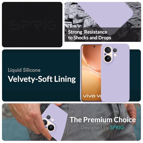 Image of SPRIG Compatible with Vivo V60 Premium SilkTone Back Cover Drop Tested Shock Proof Mobile Case for Men, Women, Boys and Girls with Camera Protection (Light Purple)