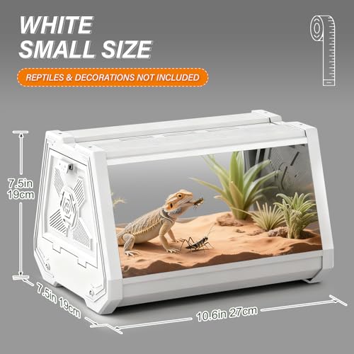 Image of Smart Lighting Reptile Terrarium with Timer & Dual-Mode LED /UVB - Adjustable Brightness All-in-One Habitat, Wide View Escape-Proof Dual Doors for Gecko, Frog, Tarantula, Snake or Insects