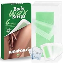Waxfans Wax Strips for Hair Removal, 40 Counts Wax Strips for Body & 20 for Facial, Eyebrow, Easy at Home Waxing Kit for Women with Sensitive Skin, Long-Lasting Cera Depilatoria Waxing Strips Green