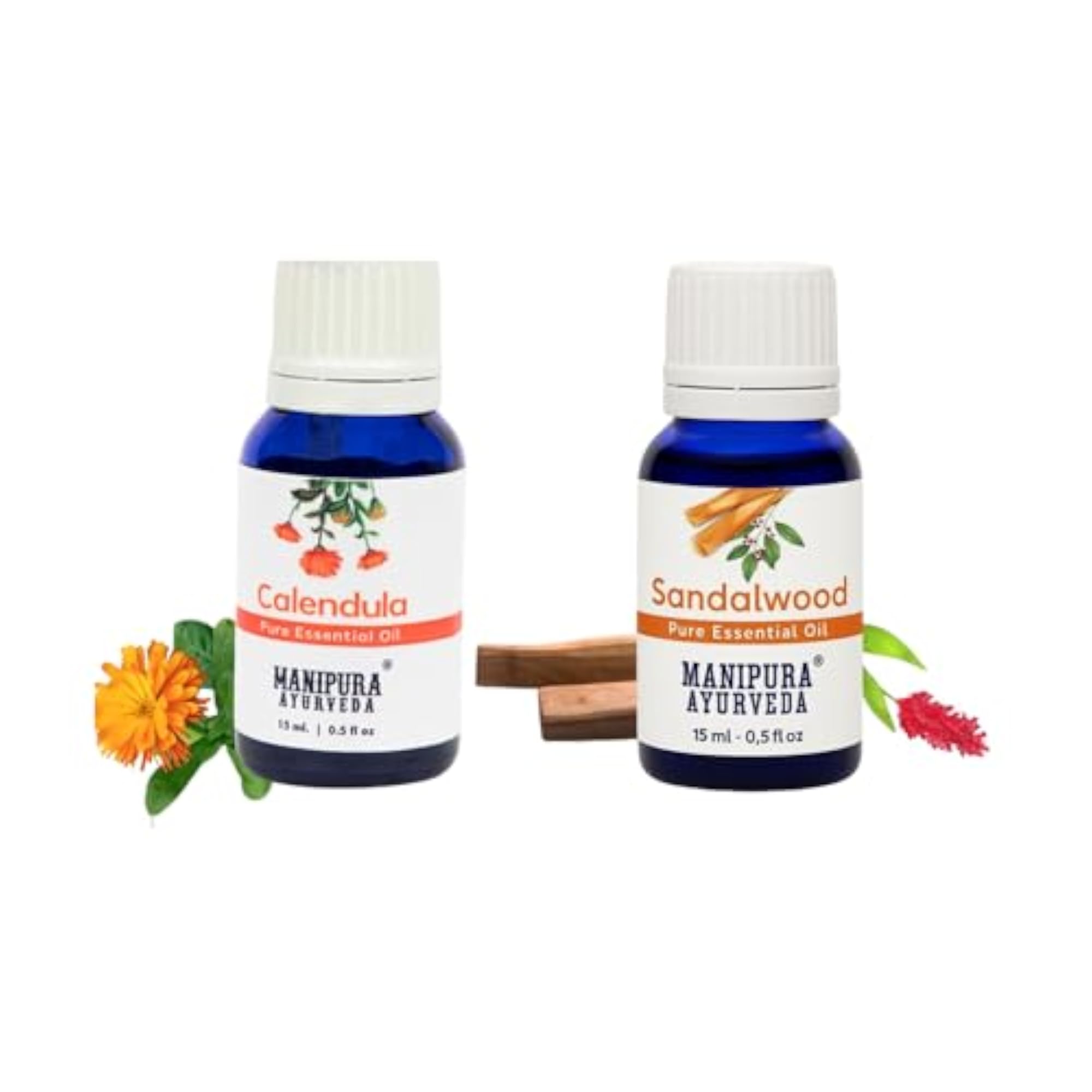Calendula & Sandalwood Essential Oil Diffuser Combo Pack, 15 ml Each