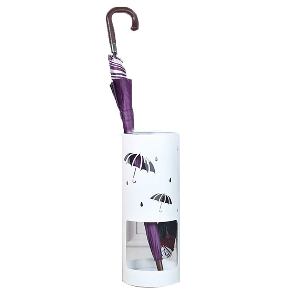 Porte-parapluie en métal blanc rond pour entrée et bureau