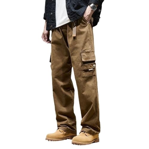 Pantalon cargo ample à jambes droites en tissu mi-saison léger