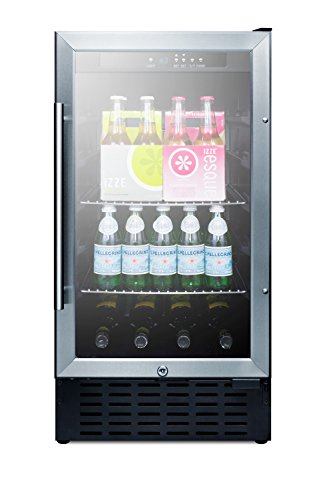 Summit Scr1841B 18" Built-In Undercounter Glass Door Beverage Center With Lock, Glass/Black #TOP2