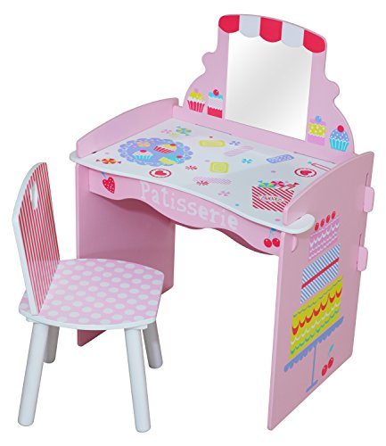 Patisserie Kidsaw - Tavolo da toeletta con sedia, legno, multicolore, 40 x 56 x 79 cm
