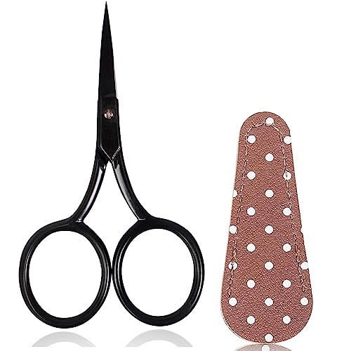 BIHRTC Kleine Schere, 9,1 cm, Stickschere, scharfe, gerade Edelstahlspitze, Schere mit Lederschere, Abdeckung, DIY-Werkzeuge, Schneiderei für Handwerk, Nadelspitze Haushalt