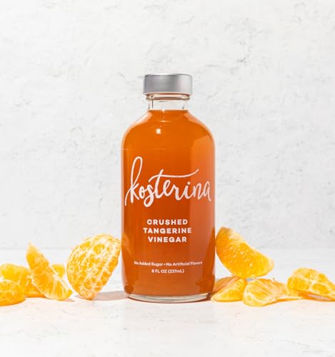 Kosterina - Crushed Tangerine Vinegar – Fruit White Wine Vinegar – Good for Salad Dressing, Marinades, Cocktail Mixer, Healthy Mocktails, Shrub, Digestive Tonic - Apple Cider Vinegar Alternative | 8oz (237ml)