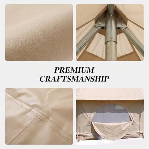 Carpa Yurt para Camping, 6-8 Personas, Beige, Tela Oxford 300D miniatura 7
