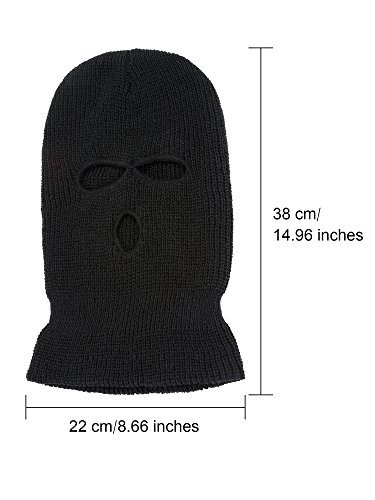 Willbond 2 Pieces Knitted Full Face Cover 3-Hole Ski Mask Winter Balaclava Face Mask (Black And Grey, Adult Size) #TOP2
